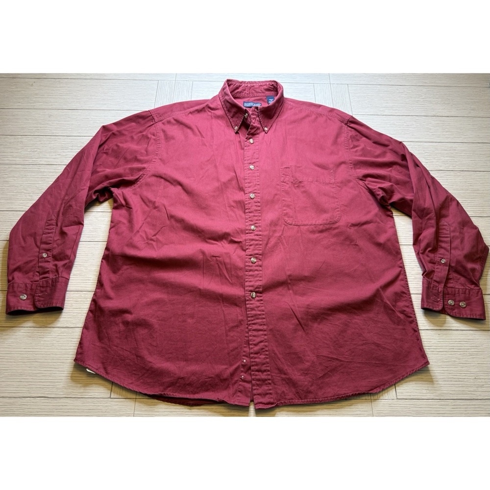 Lands End VTG Button Up Shirt‎ Men's XL Long Sleeve Red. Holiday Preppy Casual